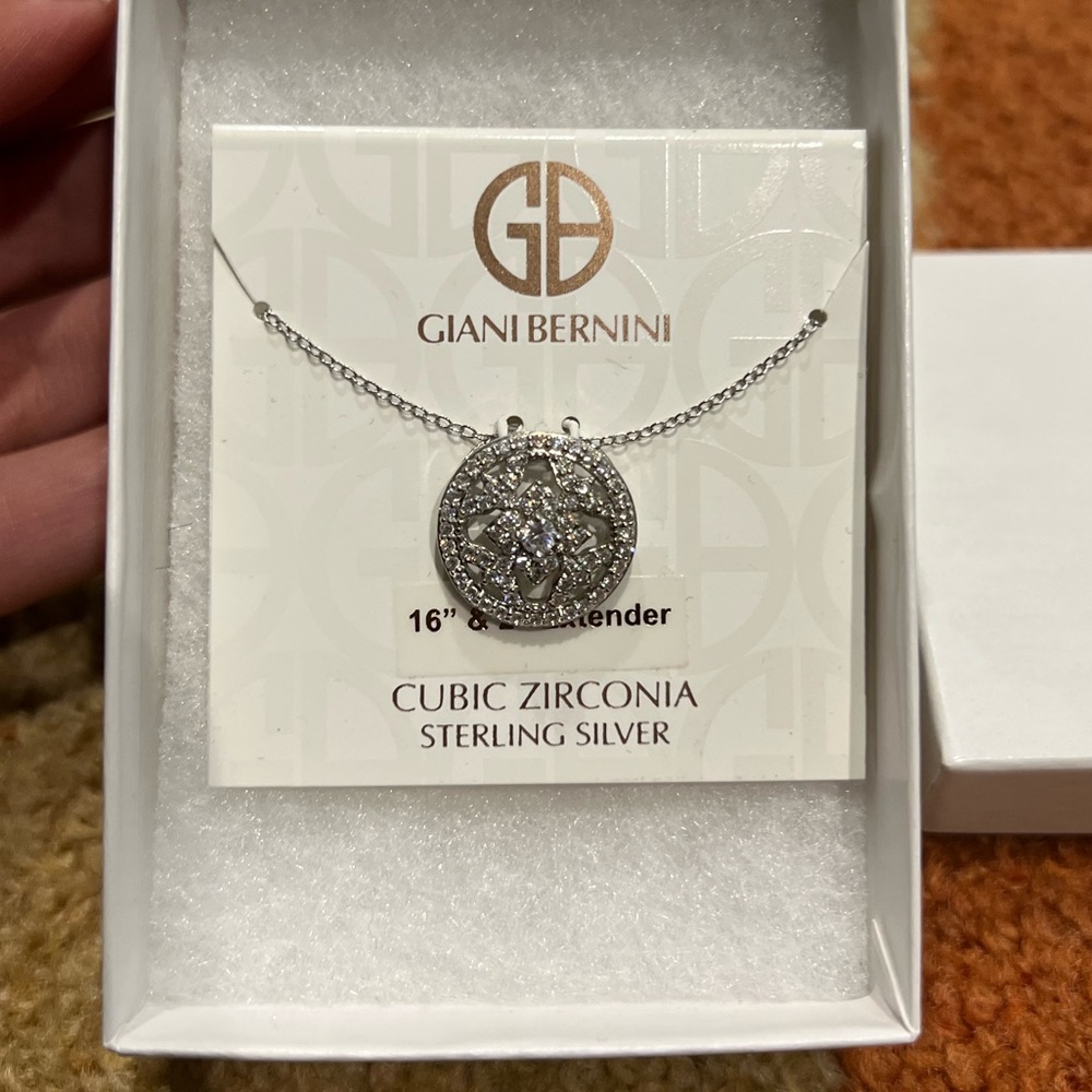 Cubic Zirconia Pendant Necklace - Sterling Silver